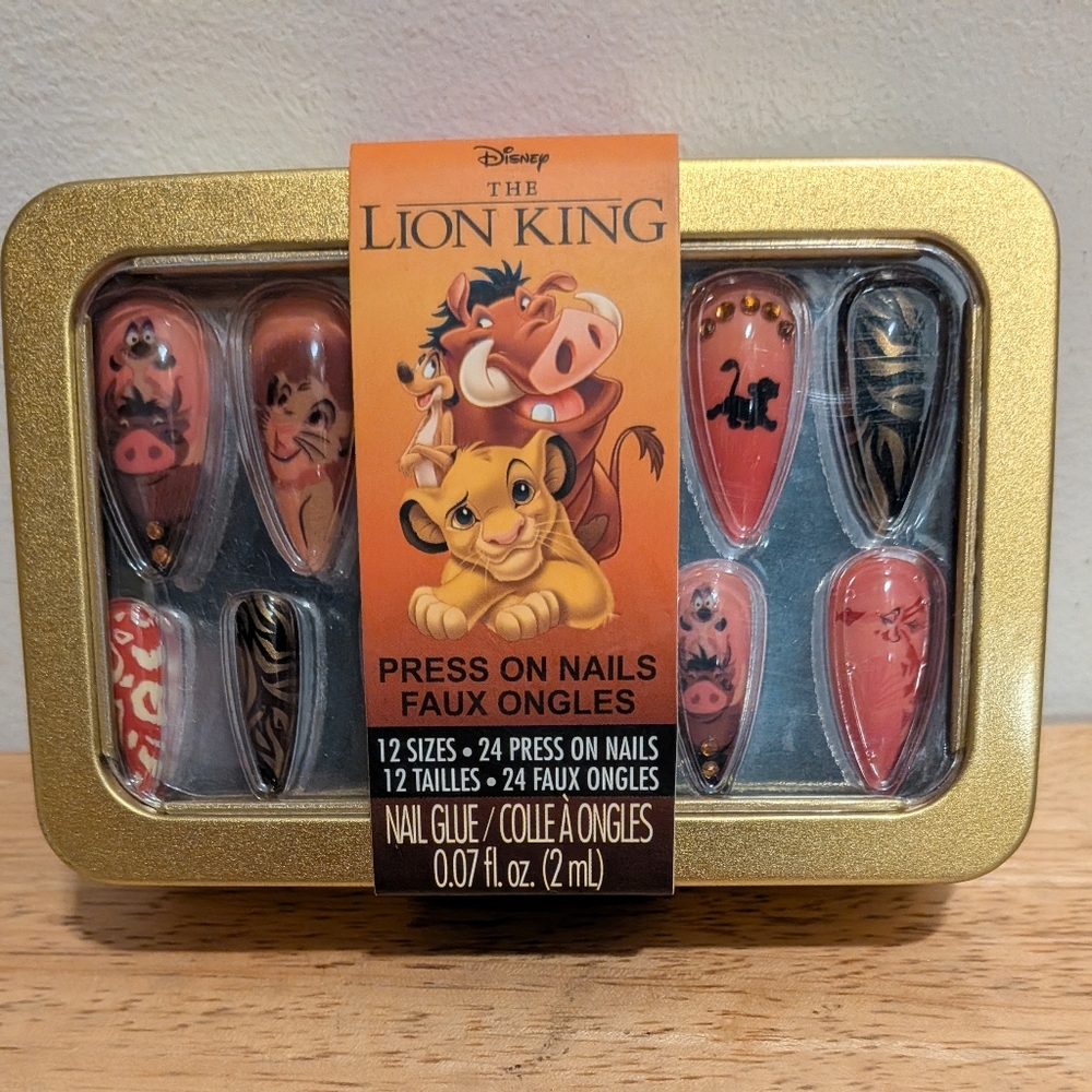 Disney The Lion King Press On Nails - Pink and Black